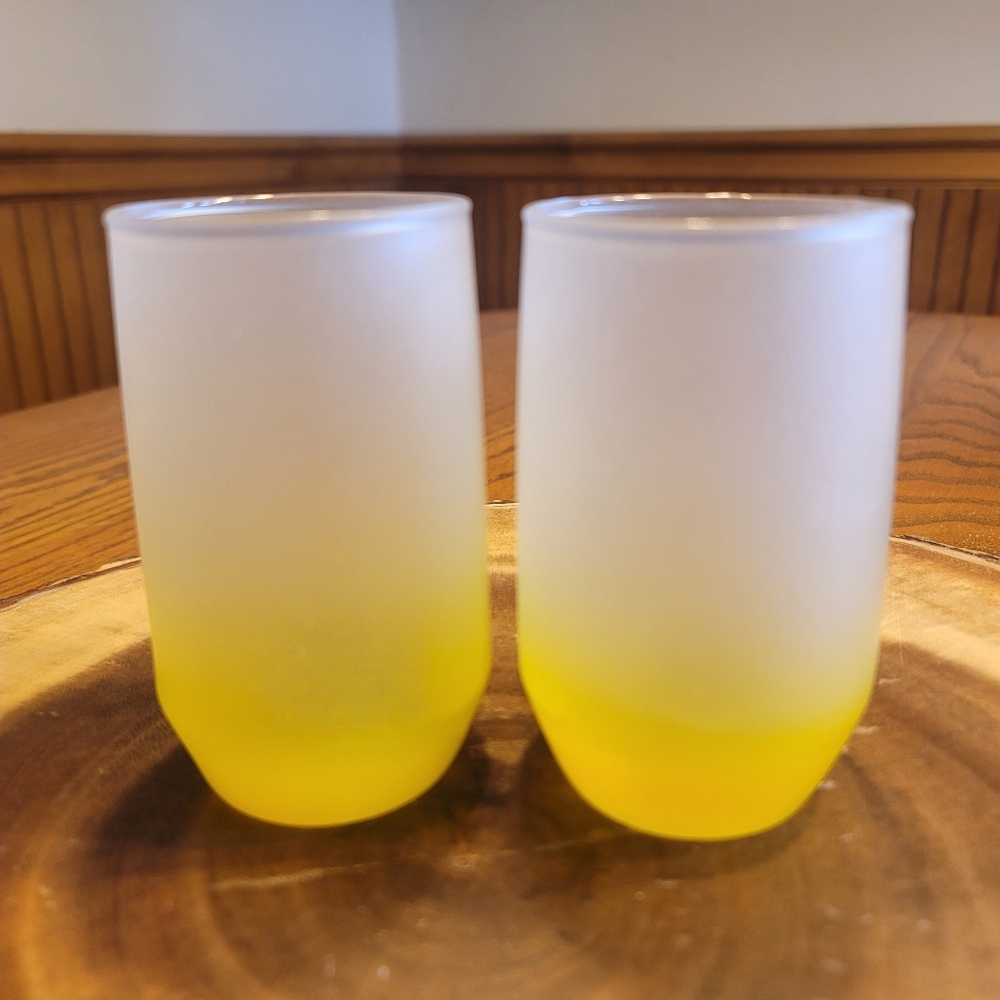 Retro Yellow Blendo Juice Glasses Set Of 2